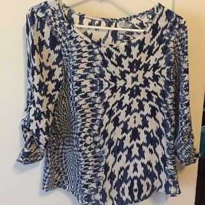 Blue & White Design Blouse